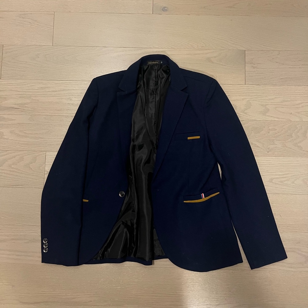 Men's Navy Blazer with Gold Accents